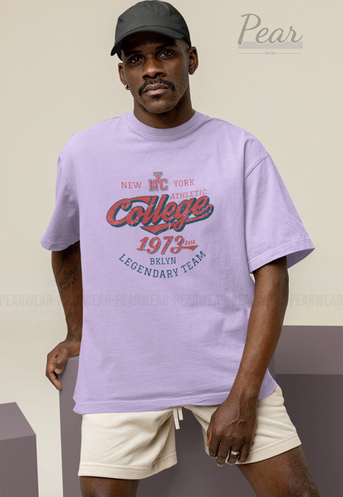 College Baskılı Unisex Tişört Oversize T-Shirt