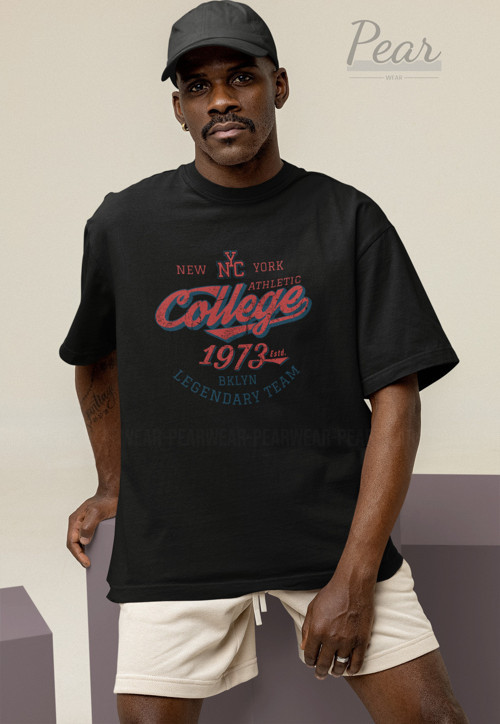 College Baskılı Unisex Tişört Oversize T-Shirt