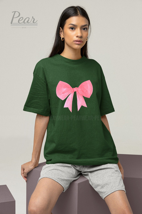 Fiyonk Baskılı Unisex Kurdele Tişört Oversize T-Shirt