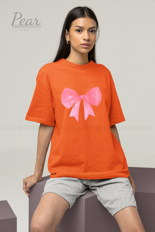 Fiyonk Baskılı Unisex Kurdele Tişört Oversize T-Shirt