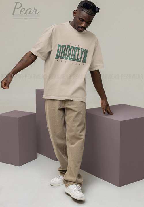 Brooklyn Baskılı Unisex Tişört Oversize T-Shirt