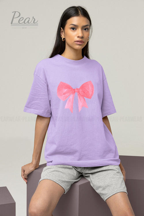 Fiyonk Baskılı Unisex Kurdele Tişört Oversize T-Shirt