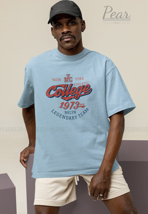 College Baskılı Unisex Tişört Oversize T-Shirt