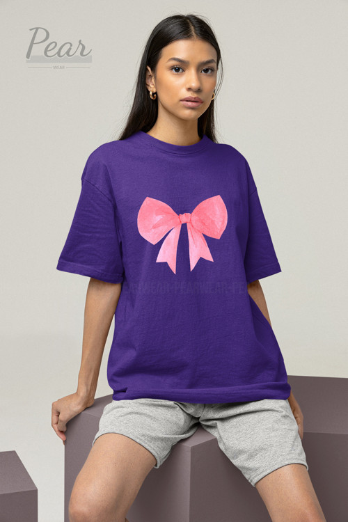 Fiyonk Baskılı Unisex Kurdele Tişört Oversize T-Shirt