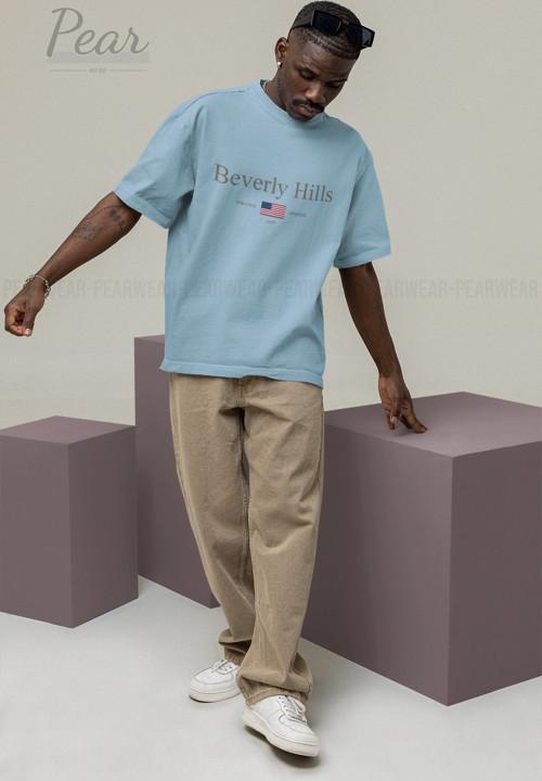 Beverly Hills Baskılı Unisex Tişört Oversize T-Shirt