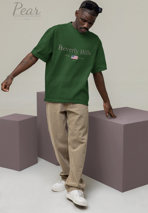 Beverly Hills Baskılı Unisex Tişört Oversize T-Shirt