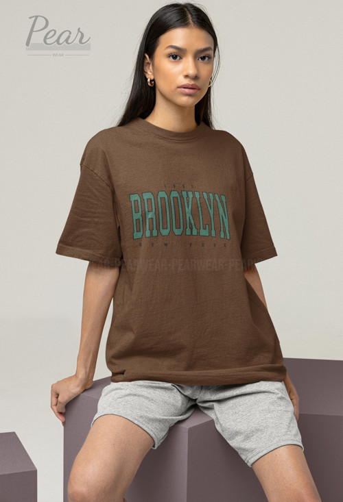 Brooklyn Baskılı Unisex Tişört Oversize T-Shirt