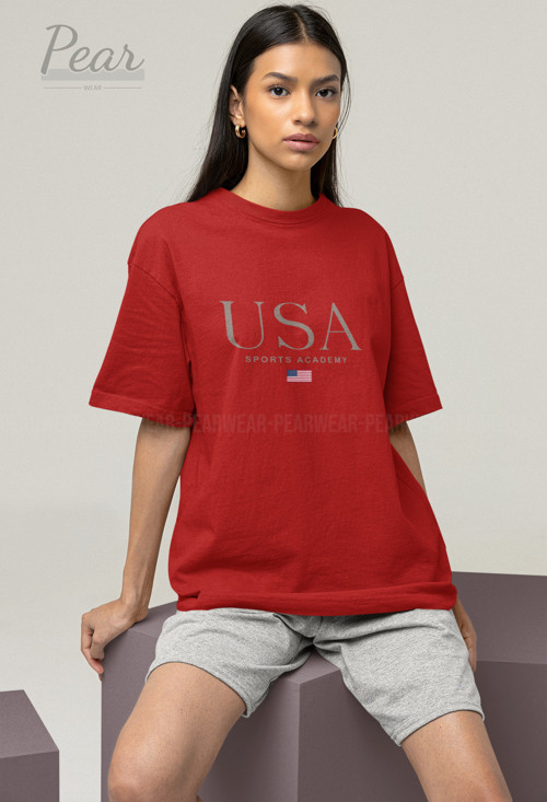 Usa Baskılı Unisex Tişört Oversize T-Shirt