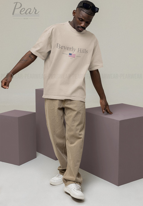 Beverly Hills Baskılı Unisex Tişört Oversize T-Shirt