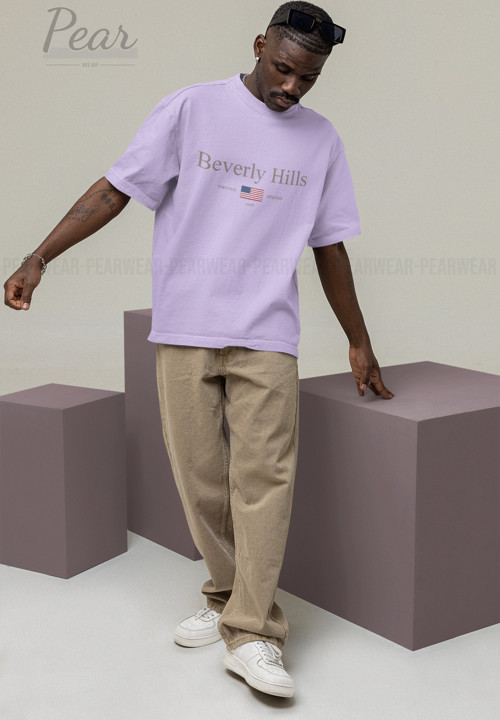 Beverly Hills Baskılı Unisex Tişört Oversize T-Shirt