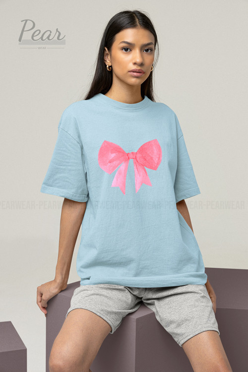 Fiyonk Baskılı Unisex Kurdele Tişört Oversize T-Shirt