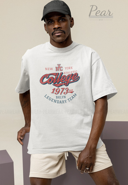 College Baskılı Unisex Tişört Oversize T-Shirt