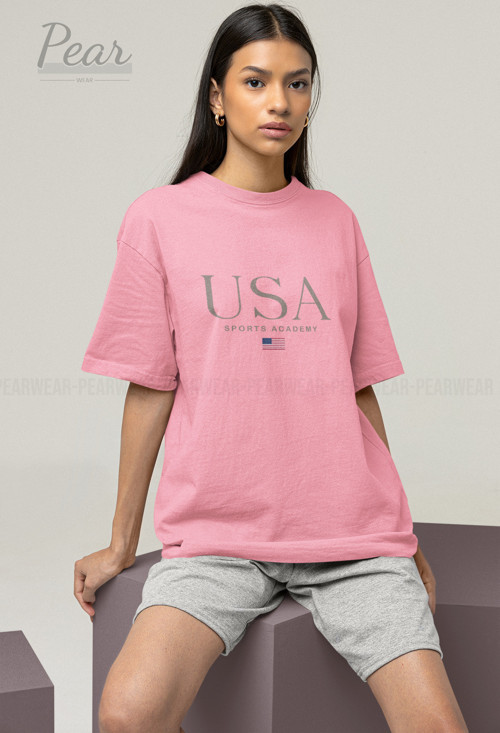 Usa Baskılı Unisex Tişört Oversize T-Shirt