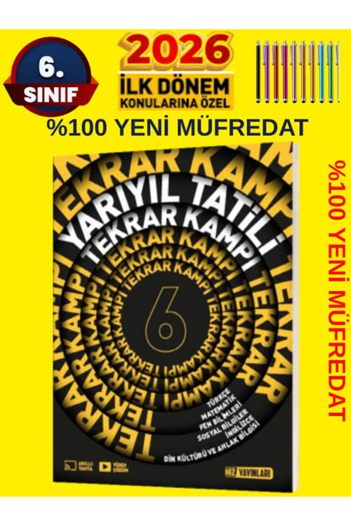 Hız Yayınları Hız 6.Sınıf Yayrıyıl 1.Dönem Tüm Dersler 6.Sınıf Kamp Tekrar Soru Bankası %100 Yeni Müfredat