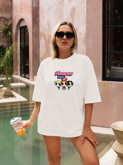 Powerpuff Girls Baskılı Unisex Oversize Tişört Baskılı Tshirt
