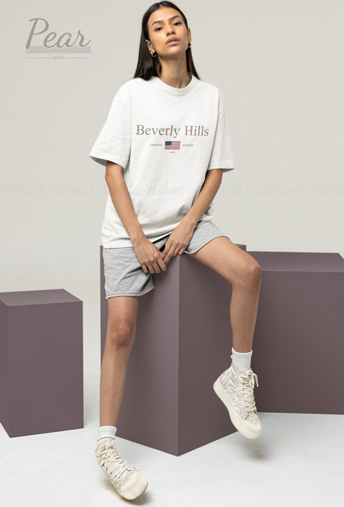 Beverly Hills Baskılı Unisex Tişört Oversize T-Shirt
