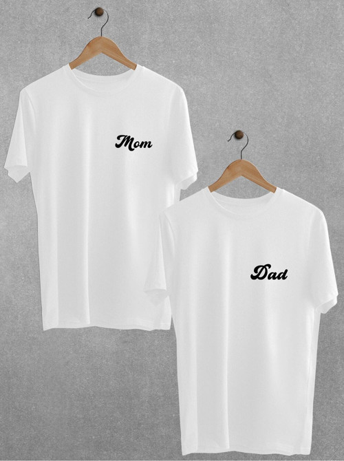 Mom Dad Baskılı Tişört Sevgili Çift Takım Anne Baba Oversize Couple T-Shirt