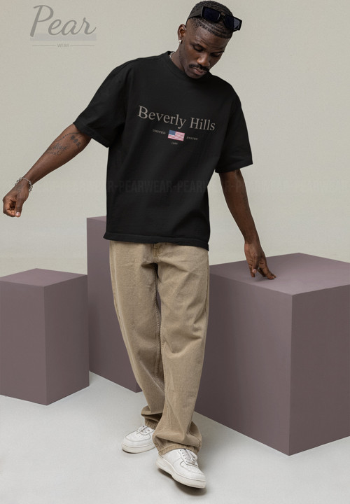 Beverly Hills Baskılı Unisex Tişört Oversize T-Shirt
