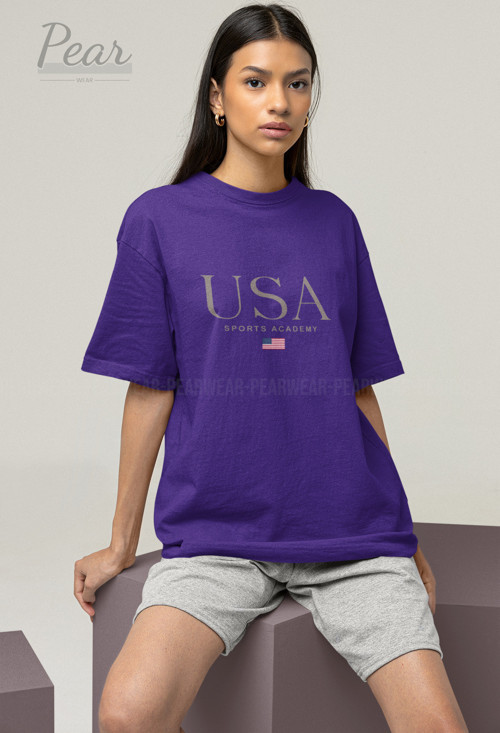 Usa Baskılı Unisex Tişört Oversize T-Shirt