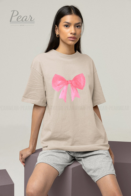 Fiyonk Baskılı Unisex Kurdele Tişört Oversize T-Shirt