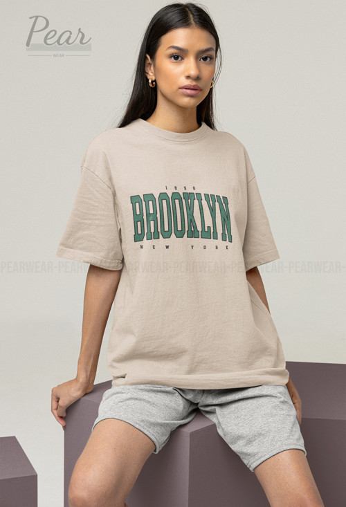 Brooklyn Baskılı Unisex Tişört Oversize T-Shirt