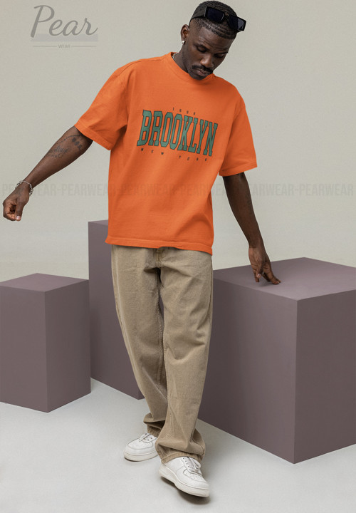 Brooklyn Baskılı Unisex Tişört Oversize T-Shirt