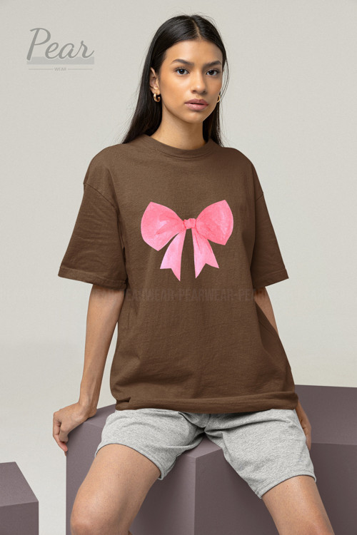 Fiyonk Baskılı Unisex Kurdele Tişört Oversize T-Shirt
