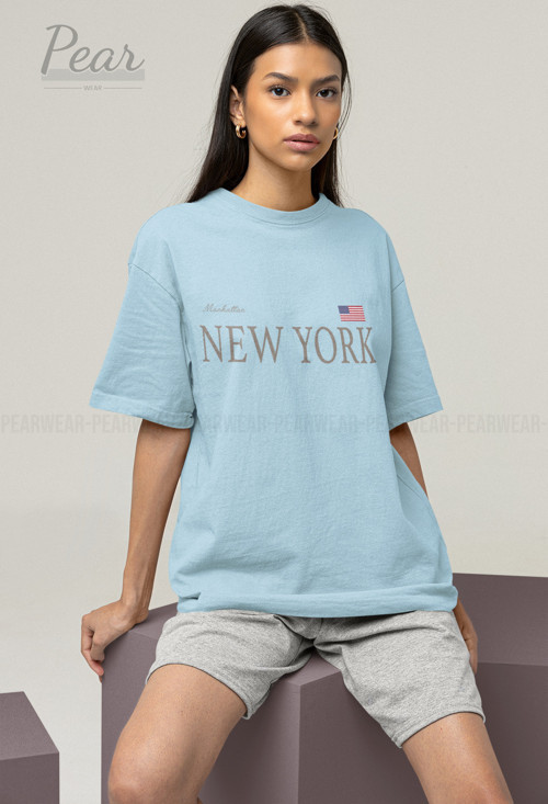 New York Baskılı Unisex Tişört Oversize T-Shirt