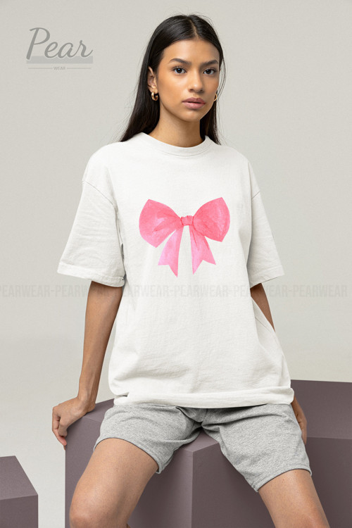 Fiyonk Baskılı Unisex Kurdele Tişört Oversize T-Shirt