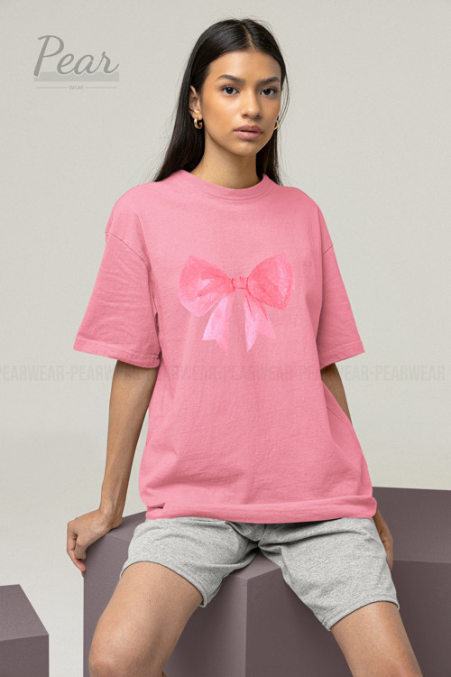 Fiyonk Baskılı Unisex Kurdele Tişört Oversize T-Shirt