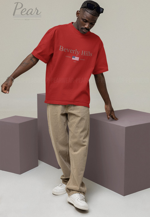 Beverly Hills Baskılı Unisex Tişört Oversize T-Shirt