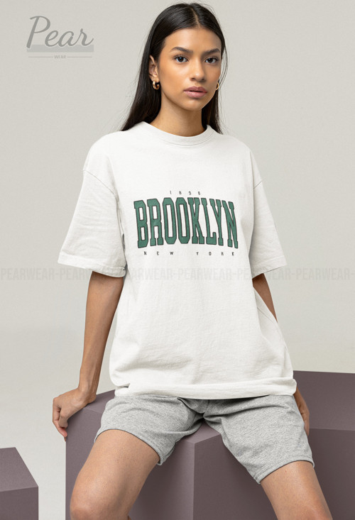 Brooklyn Baskılı Unisex Tişört Oversize T-Shirt