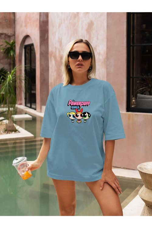 Powerpuff Girls Baskılı Unisex Oversize Tişört Baskılı Tshirt