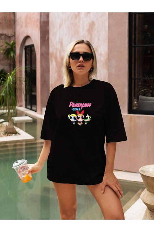 Powerpuff Girls Baskılı Unisex Oversize Tişört Baskılı Tshirt