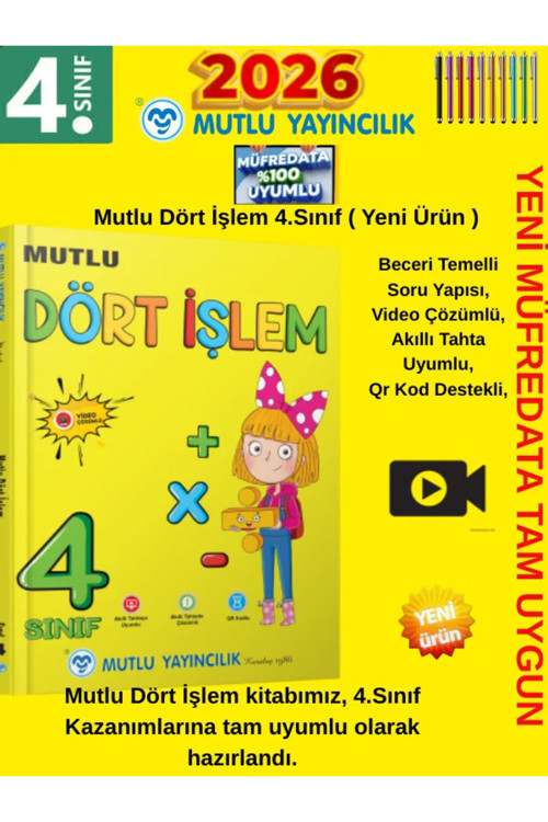 Mutlu Yayıncılık Mutlu Yayın 2026 Matematik 4.Sınıf Mutlu Dört İşlem 4.Sınıf ( Yeni Ürün )+Android Kalem