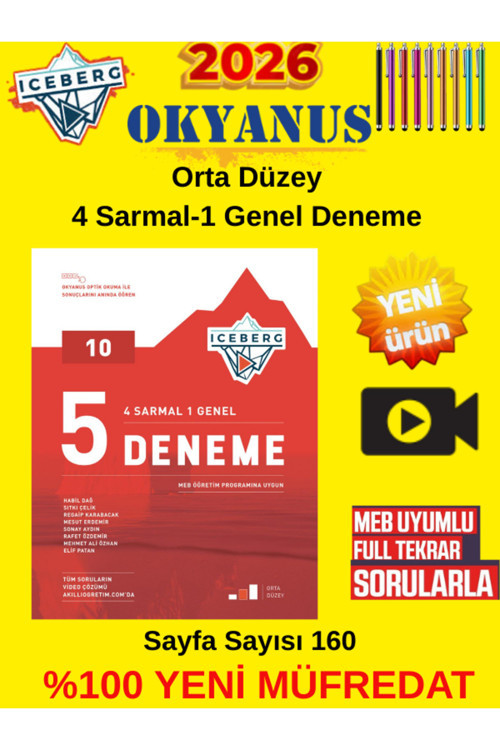 Okyanus Yayıncılık 10.Sınıf Iceberg %100 Yeni Müfredat 2026 Deneme Seti 5 Deneme Video Çözümlü Tablet