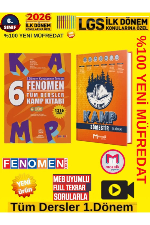 Fenomen Yayıncılık 2026 6.Sınıf Tüm Dersler 1.Dönem Kamp | Mozaik 1.Dönem Kamp %100 Yeni Müfredat Kalem