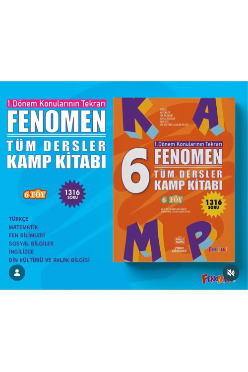 Fenomen Yayıncılık Gama Kurmay Fenomen Kamp 2026 6.Sınıf Kamp 1.Dönem Tekrar Tüm Dersler 6 Föy 1316 Soru + Kalem