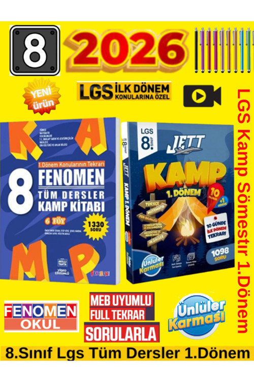 Fenomen Yayıncılık Gama Tüm Dersler 8.Sınıf Lgs Hazırlık 1.Dönem Kamp+Ünlüler 8. Sınıf Lgs 1. Dönem Jett Kamp Soru