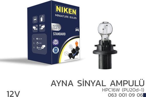 Niken 12V HPC16W Ayna Sinyal Ampulü (PU20d-1) 10’Lu