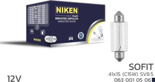 Niken 12V Sofit Ampul 41X15 (C15W) Sv8.5 10 LU