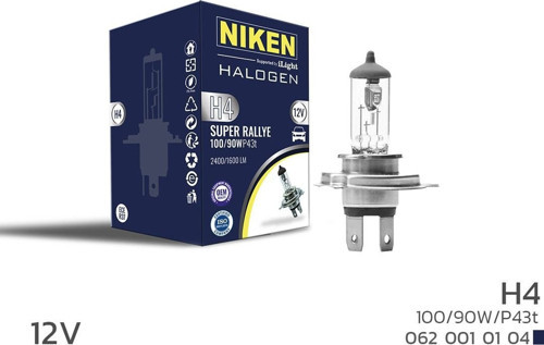 Niken 12V H4 100W/90W Halojen Ampul P43T (10 lu paket)