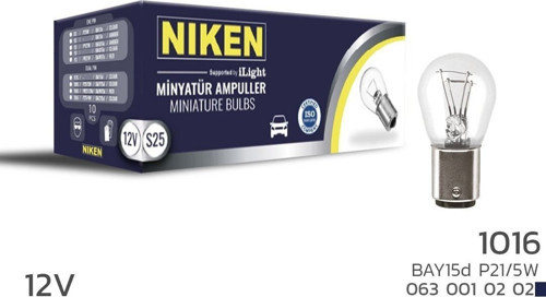 Niken 12V 1016 Ampul ŞT (P21/5W) BAY15D 10 LU