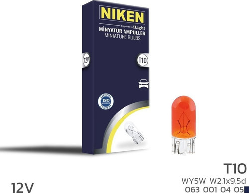 Niken 12V T10 Park Ampulü (W5W) Amber W2.1X9.5D 10 LU
