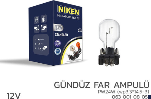 Niken 12V PW24W Gündüz Far Ampulü (wp3.3*14.5-3) 10’Lu