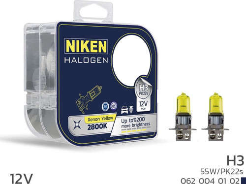 Niken 12V H3 55W Sarı Işık Ampul PK22s 2800K
