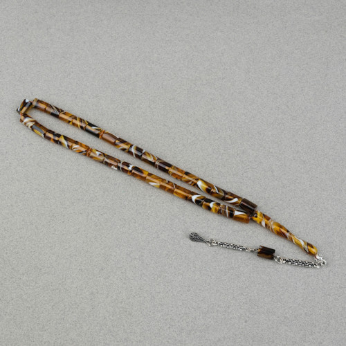 Arizona Katalin Alpaka Püskül Kesme Kesim 7x10mm Tesbih- Kahverengi Sarı