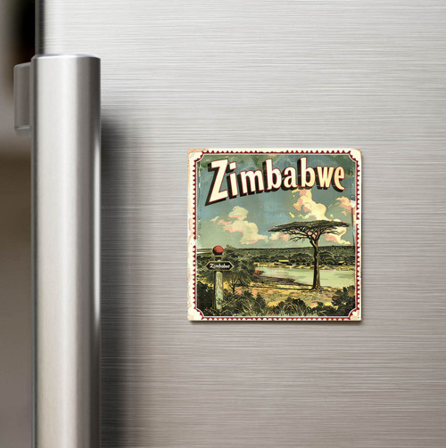 Zimbabve Zimbabwe - Posta Pulu Temalı Ülke - Baskılı Buzdolap Magneti Kare - 9x9 cm