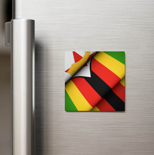 Zimbabve - Zimbabwe - Klasik Ülke Bayraklı Baskılı Buzdolap Magneti Kare 9x9 cm (1 Adet)