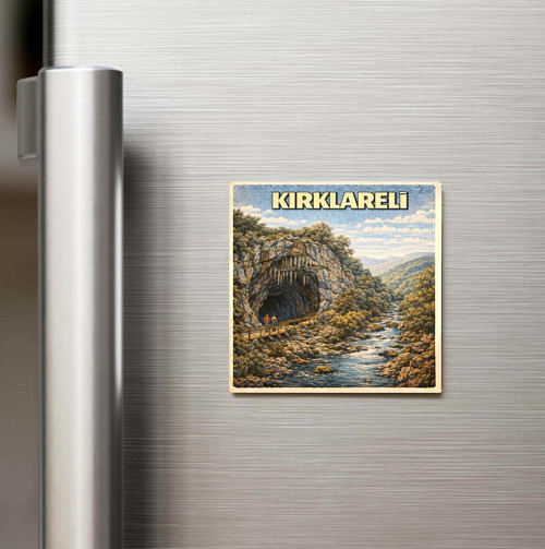 Kırklareli Şehri - Pop-Art Travel - Baskılı Buzdolap Magneti Kare 9x9 cm